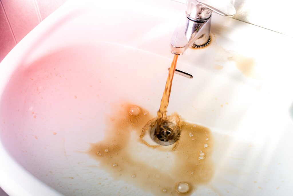 Faucet pushing out brown water